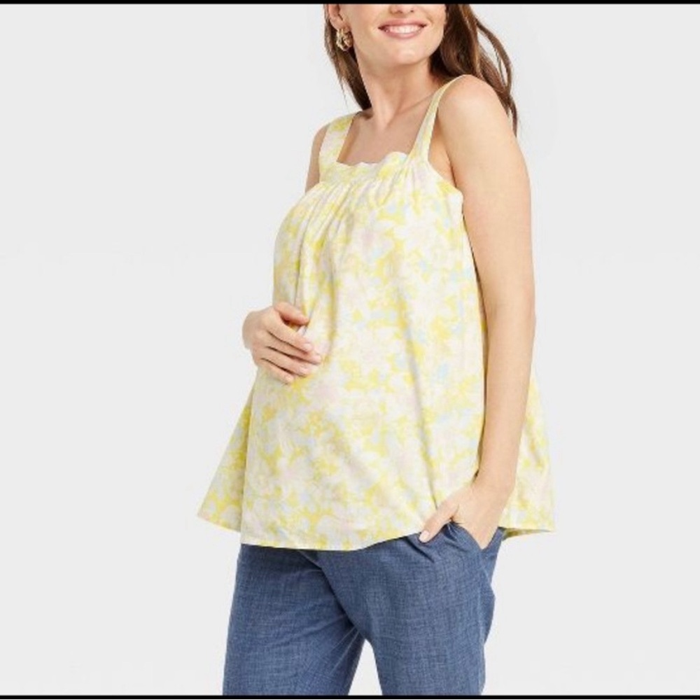 The Nines by HATCH™ Cotton Maternity Tank Top Yellow Floral